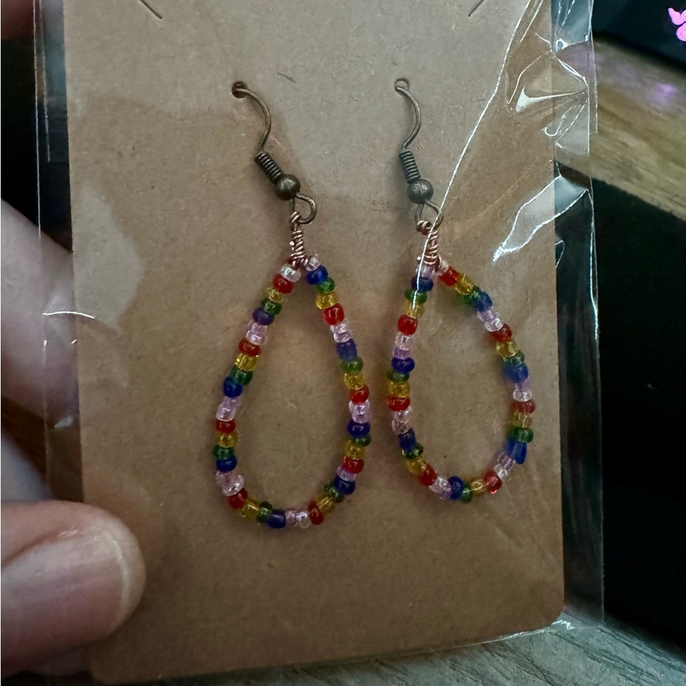 Rainbow Seed Bead earrings